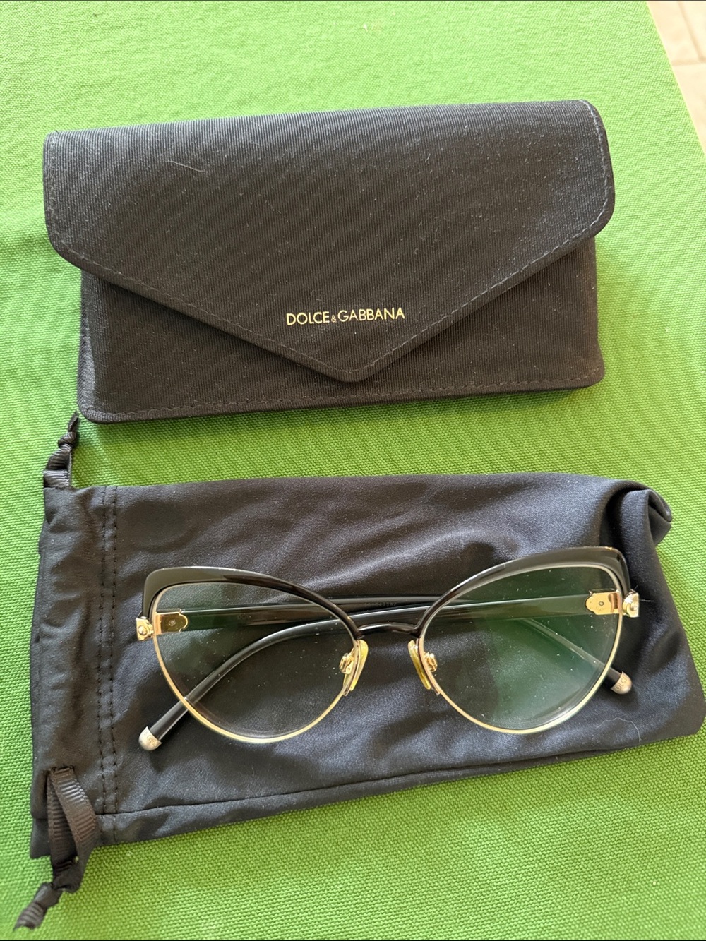 Dolce & Gabbana Black and Gold Cat-Eye Glasses